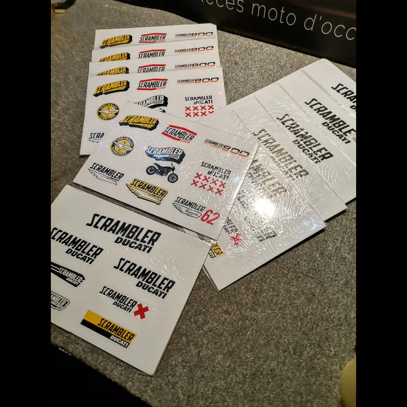 LOT DE 11 PLANCHES DE STICKERS DUCATI SCRAMBLER LOT DE 11 PLANCHES DE STICKERS DUCATI SCRAMBLER