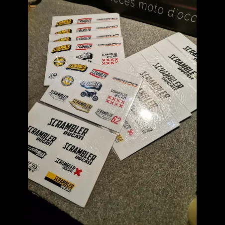 LOT DE 11 PLANCHES DE STICKERS DUCATI SCRAMBLER